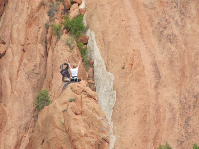 Rock climber's elation