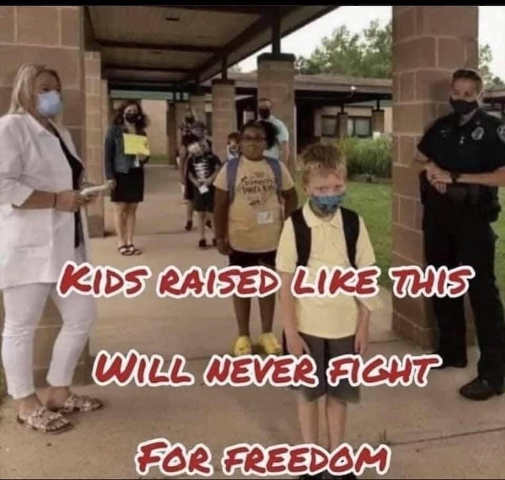 message-kids-raised-face-masks-never-fight-for-freedom