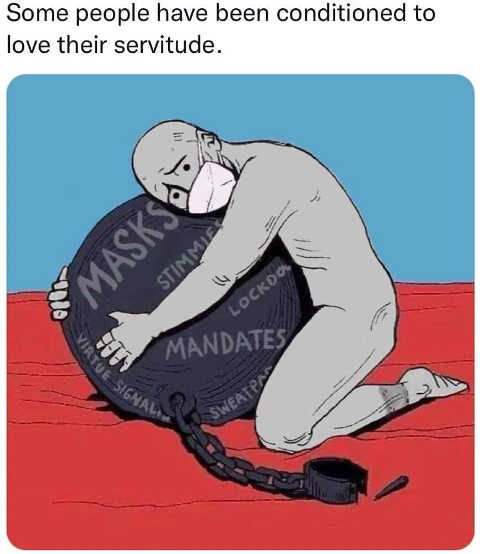 liberals-conditioned-love-servitude-masks-mandates